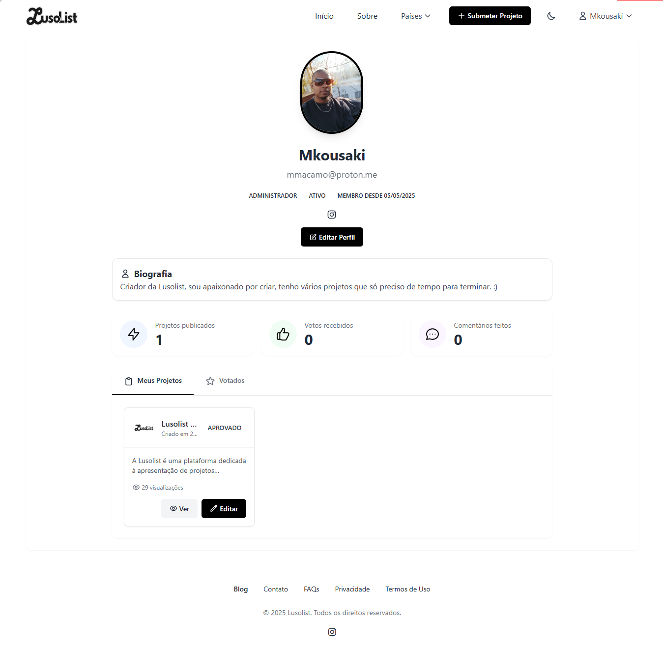 Lusolist - Plataforma de Lançamento de Projetos Lusófonos